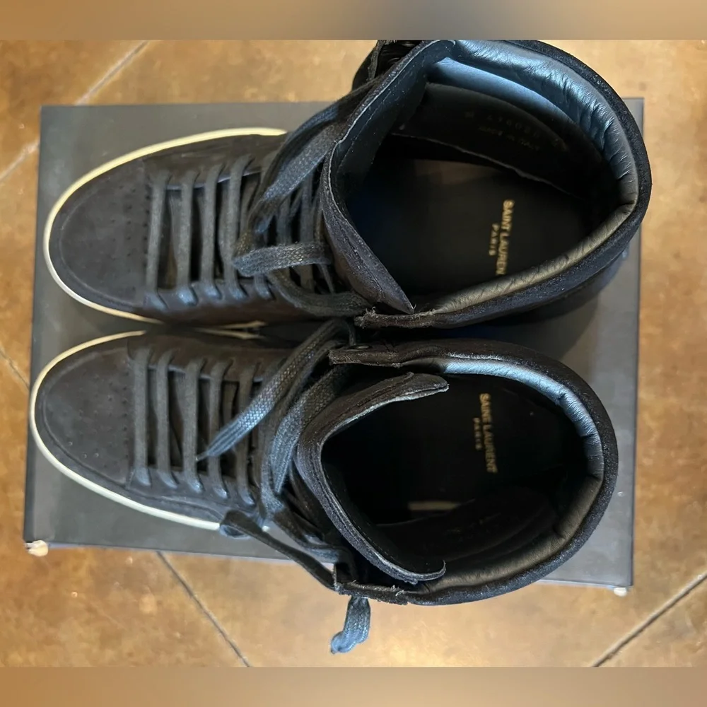 Saint Laurent black mid top sneaker - Picture 3 of 7